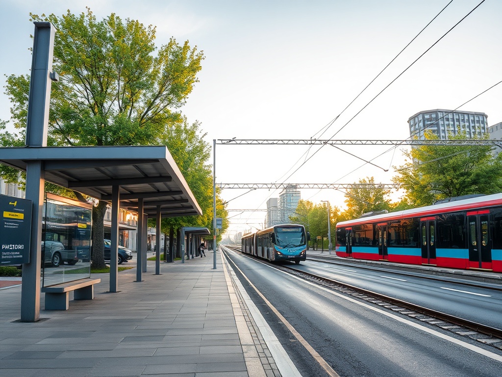 Ilustracja przedstawiająca futurystyczną wizję kolejki napowietrznej nad Zabrzu z początku XX wieku